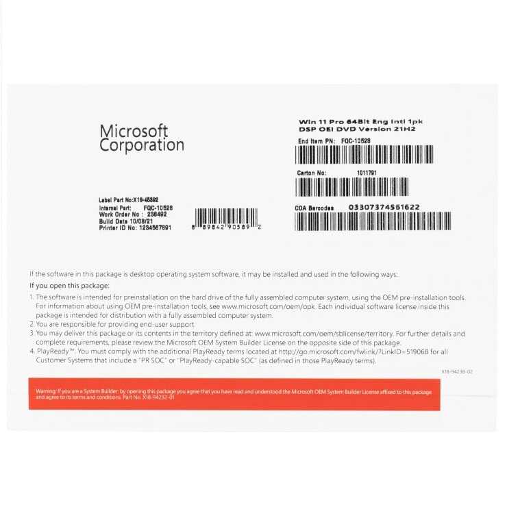 License Microsoft Windows 11 Pro 64bit (FQC-10528) – Americana